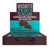 Hershey's Zero Chocolate Amargo Sin Azúcar Con 10 Pz 17g C/u