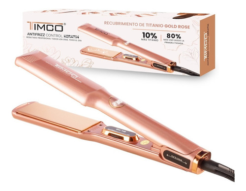 Plancha Alaciadora Profesional Titanio Control Keratin Timco Color Rosa