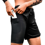 Gimnasio Short Con Licra Deportiva 2 En 1 Hombre Correr [u]