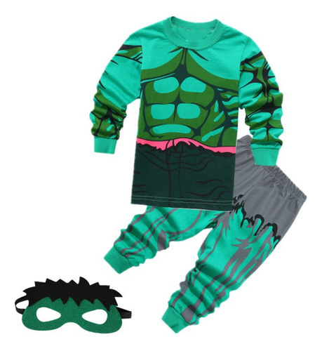 Pijama De Hulk Para Niños Y Antifaz