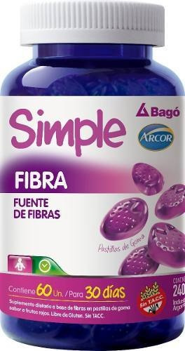 Simple Bago Fibra Pastillas De Goma Tránsito Intestinal 60 U