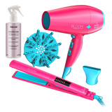 Set Gama Bloom Pink Planchita Led + Secador + Protector