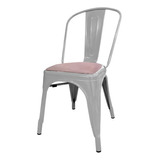 Silla Metalica Tolix Gris Con Almohadon Rosa