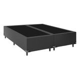 Cama Box Queen Bipartido - Couro Preto