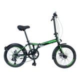 Bicicleta Plegable Fire Bird Rodado 20 7 Velocidades Shimano Freno Disco Guardabarros Portaequipaje Color Negro Verde 