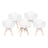 Cadeira Com Braços Louis Eames - 5 Unidades - Cor Branca