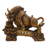 Figura Decorativa Toro Buey De La Suerte Riqueza De Resina