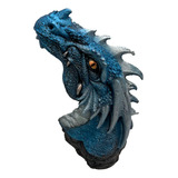 Incensário Cabeça De Dragão (azul Metalico) 25cm Resina
