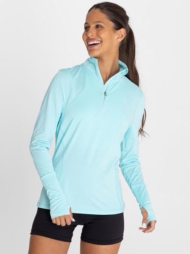 Polera Primera Capa Mujer Half Zip Celeste Bsoul