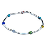 Pulsera Ojitos Turco Multicolor Plata 925 Elástica. 