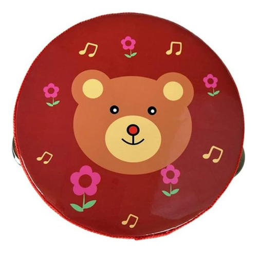 Pandero Musical Infantil Diseño De Oso 6 Pulgadas 8 Chapas