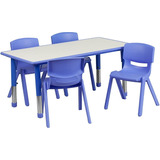 Flash Furniture Azul Escritorio Niños Mesa Ajustable 4 Silla