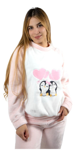 Pijama Mujer Polar Diseño Pinguino Love