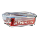 Pote Hermético De Vidro Retangular (bs) Click Glass 1.5l Cor Transparente