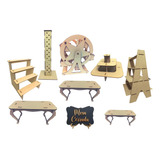 Kit 9pz Mesa De Dulces Candy Bar Muebles Fiestas