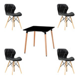 Comedor Eames Cuadrado Con 4 Sillas Ecocuero Acolchadas