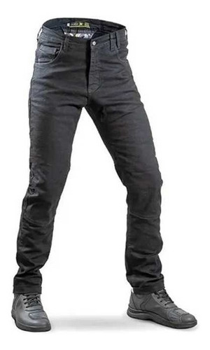 Pantalon Jean Negro Moto Con Protecciones Solco Denim S2