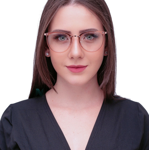 Armação De Óculos Com Lente Sem Grau Feminino Adulto Nibay