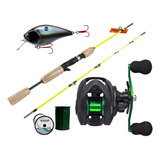 Combo Pesca Kayak Bait Reel Huevito Rotativo + Caña + Nylon 