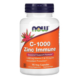 Vitamina C 1000 Zinc Immune 90 Cáps Now Foods Zinco 1000mg Sabor Without Flavor