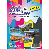 Papel Fotográfico Glossy Brillante A4 Carta 240g X 20 Hojas