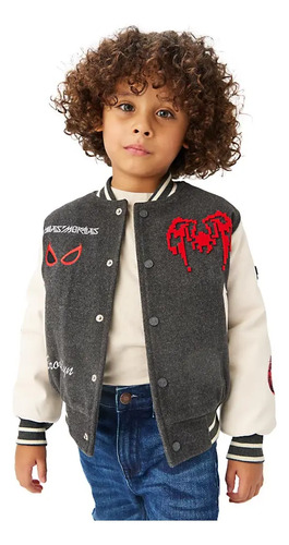 Chamarra Marvel Spiderman C901 Negro Con Blanco Para Niño