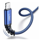 Cable Lightning Certificado Mfi Nylon Para iPhone 2 Mts Azul