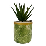 Mini Vaso Verde De Cerâmica Artesanal Estampa Marmorizada