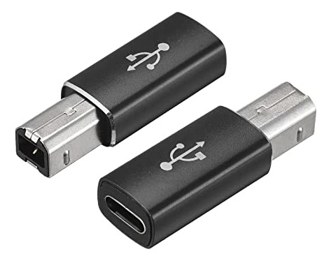 Adaptador Usb C A Midi, Tipo-c A Usb B, Negro, Pack De 2