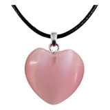 Collar Dije Corazón Piedra Natural Rosa Cadena Para Mujer