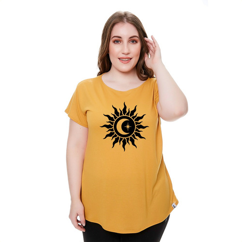 Remera Mujer Manga Corta Estampada De Modal Spun Tallegrande