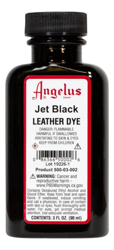 Angelus Jet Black Leather Dye Negro 3 0z Pintura Para Piel