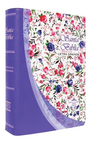 Biblia Rvr60 Compacta Letra Grande Vinil Violeta Flores