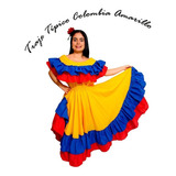 Traje Típico Cumbia Colombia Amarillo Tallas 2-4 Niña