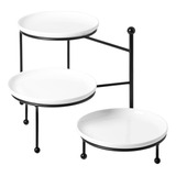 Soporte Para Servir De 3 Niveles Con Platos De Porcelana Bla