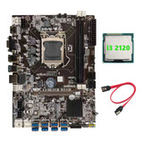 Placa Base Minera B75 Btc+cpu I3 2120+cable Lga1155 8xpcie