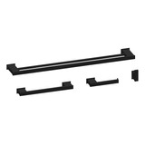 Kit Acessórios Banheiro Slim Duplo 70cm Inox Preto Fosco