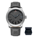 Reloj Naviforce Social Para Hombre | Correa De Piel Color Gris Oscuro