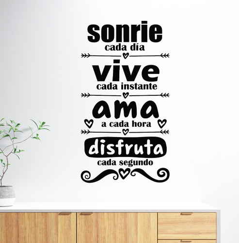 Vinilos Decorativos Calado Sonríe Vive Ama Frase Pared 