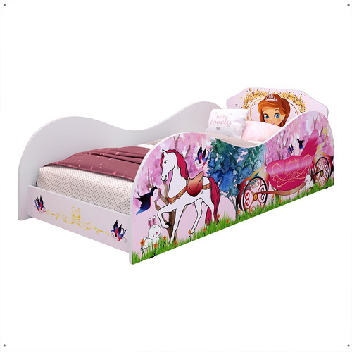 Mini Cama Infantil Carruagem Cinderela C/ Colchão - Rosa 