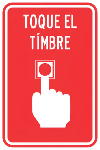 Señal / Letrero Toque El Timbre 10 X 15 Cm