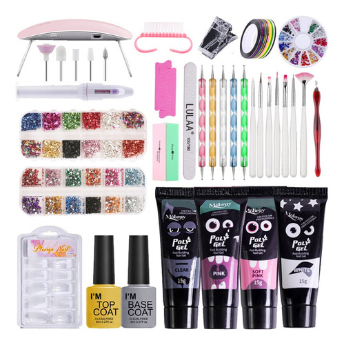 Kit De Decoración De Uñas Uv Poly-nial Gel De Uñas, 68 Pieza