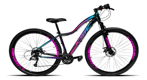 Bicicleta Feminina Adulta Ksw Mwza 21 Vel. / Classico Mcz10 Cor Preto/pink/azul Tamanho Do Quadro 15