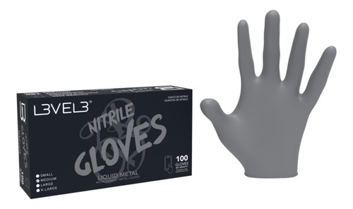 Guantes Level 3 De Nitrilo Color Metal Talla M