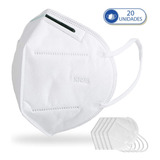 Pacote De 20 Máscaras Descartáveis Kn95 Pff2 C Clipe Nasal Cor Branco