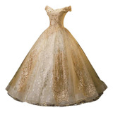 Vestido De Novia Princesa Matrimonio Quinceañera Dorado 
