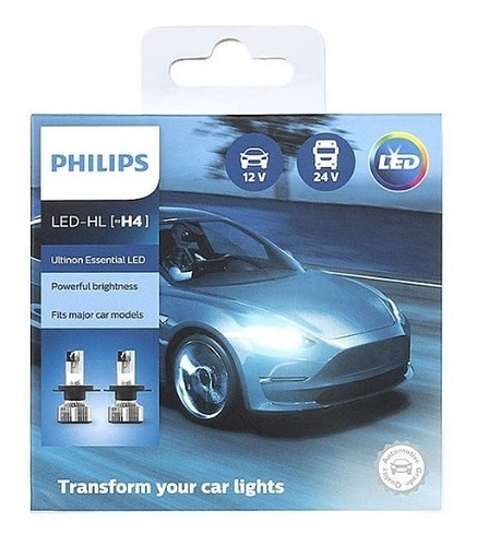Focos Jgo Bi-led H4 Ultinon Essential 200%+luz 6500k Philips