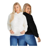 Casaco Feminino Forrado Blusa Teddy Inverno Com Capuz Pelo