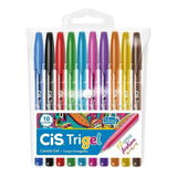 Estojo Com Canetas Cis Trigel 1.0mm Com 10 Cores Fashion