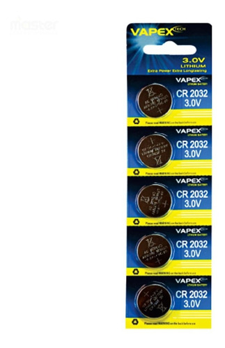 Pila De Litio Cr 2032 Vapex 3v 220-225 Mah 20x3,2mm  X 10 U